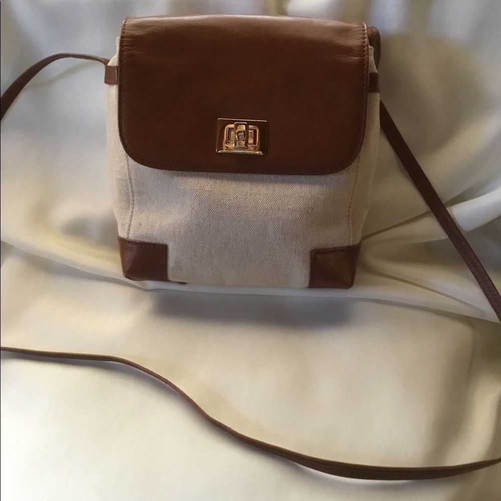 Etienne Aigner Brown and Cream Crossbody Bag